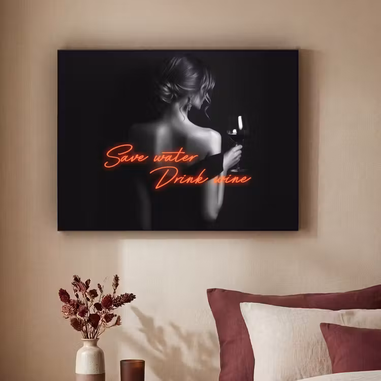 Art Frame - Wijn - Vrouw - Neon - Quote — 2