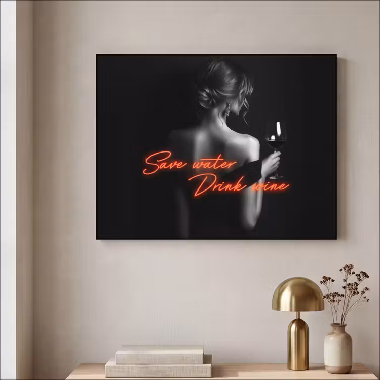 Art Frame - Wijn - Vrouw - Neon - Quote — 3