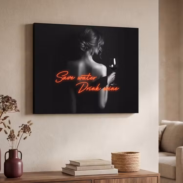 Art Frame - Wijn - Vrouw - Neon - Quote — 4