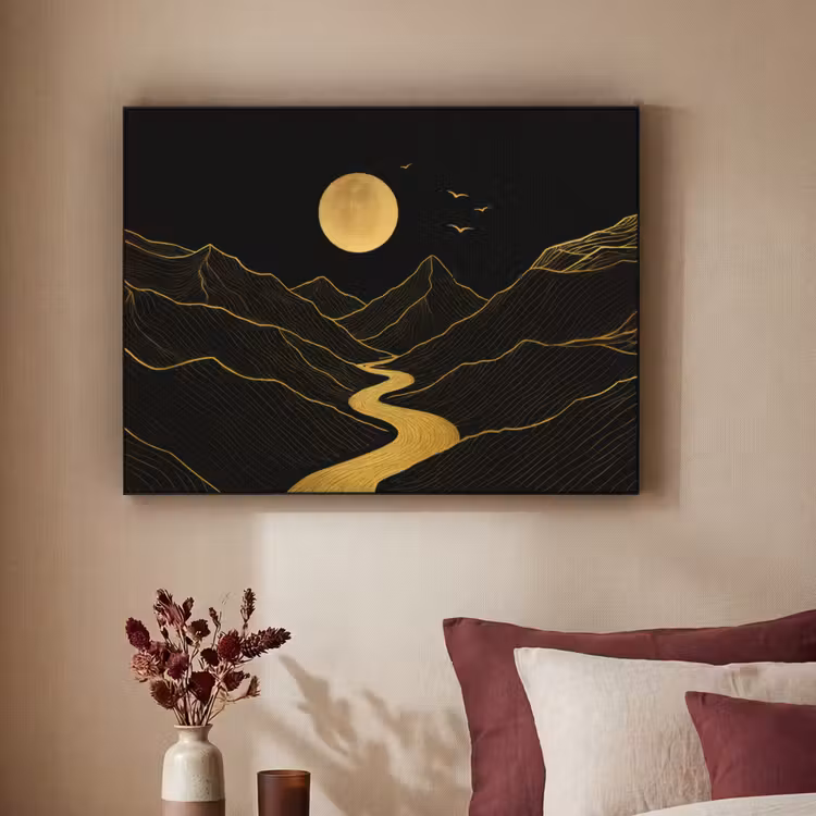 Art Frame - Rivier - Goud - Maan - Vogels — 2