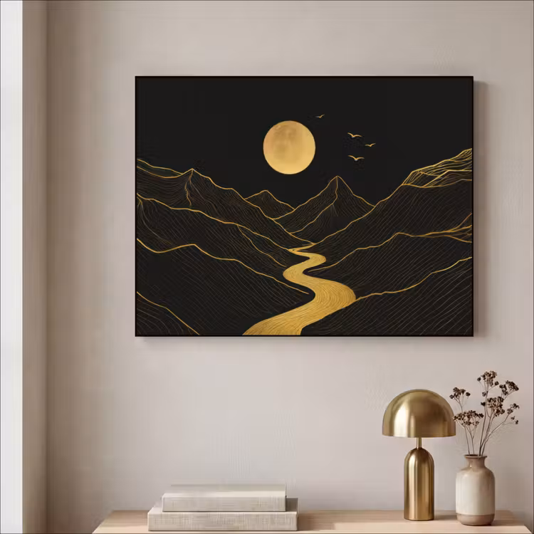 Art Frame - Rivier - Goud - Maan - Vogels — 3