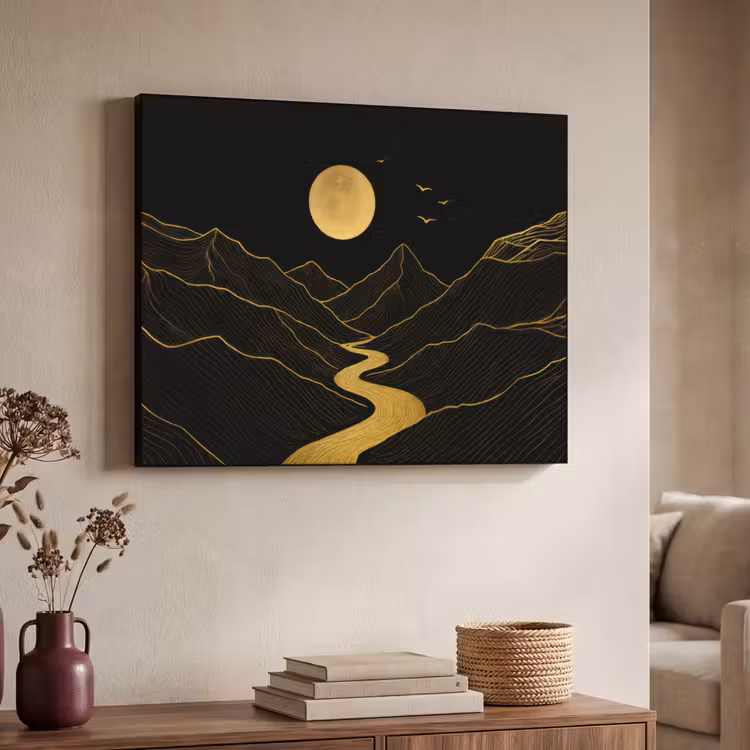 Art Frame - Rivier - Goud - Maan - Vogels — 4