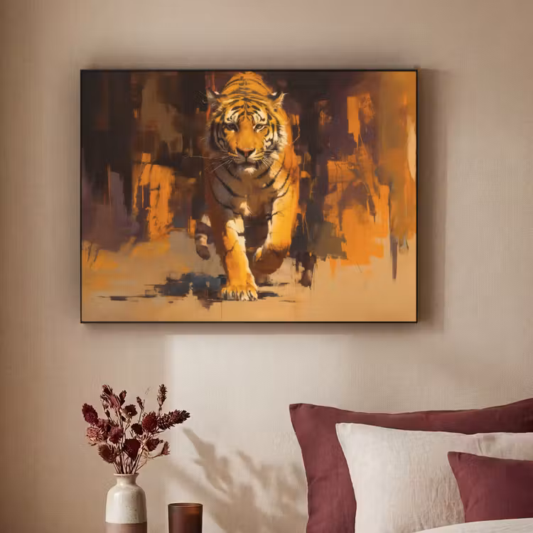 Art Frame - Tijger - Geschilderd - Oranje - Penseelstreken — 2