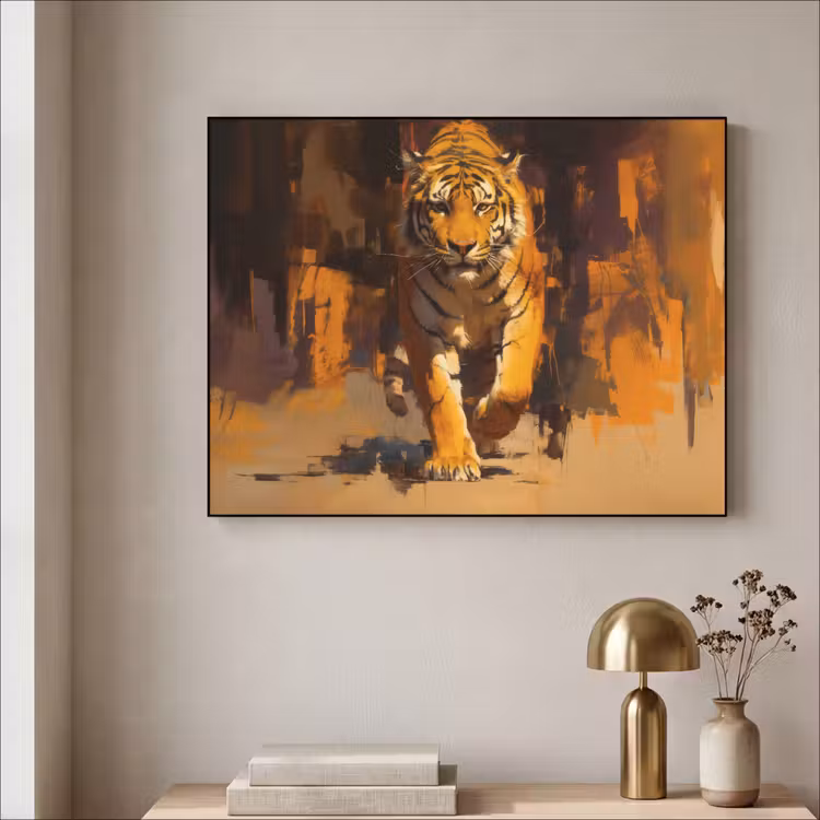 Art Frame - Tijger - Geschilderd - Oranje - Penseelstreken — 3