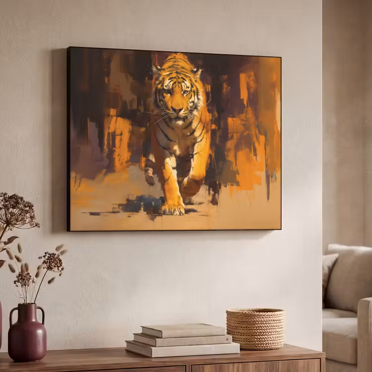 Art Frame - Tijger - Geschilderd - Oranje - Penseelstreken — 4