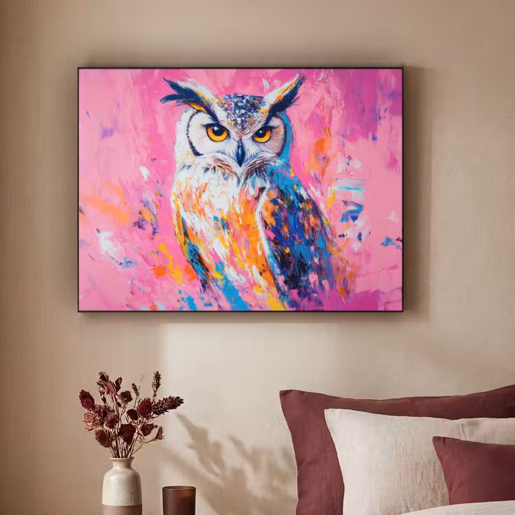 Art Frame - Uil - Roze - Blauw - Verf - Abstract — 2