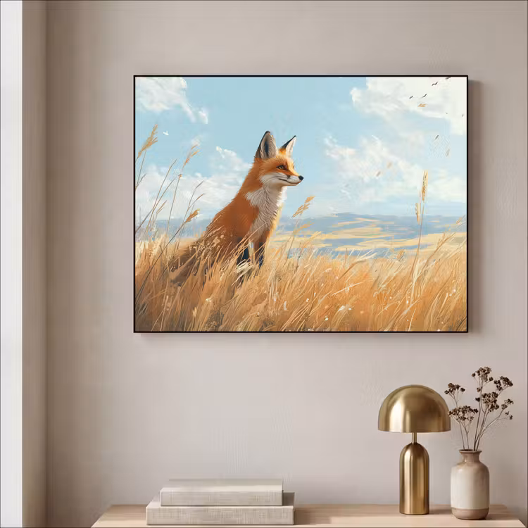 Art Frame - Vos - Gras - Wolken - Oranje — 3