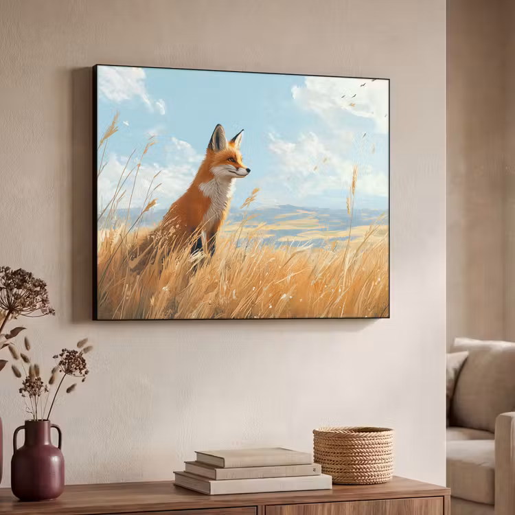 Art Frame - Vos - Gras - Wolken - Oranje — 4