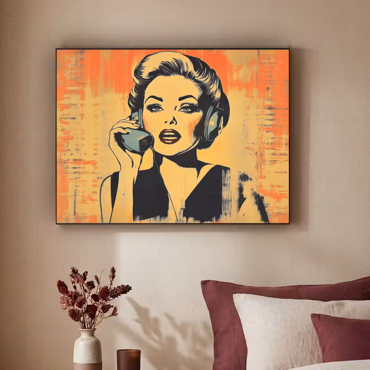 Art Frame - Retro - Vrouw - Koptelefoon - Oranje — 2