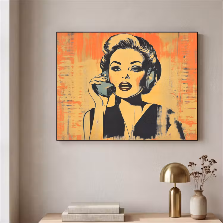Art Frame - Retro - Vrouw - Koptelefoon - Oranje — 3