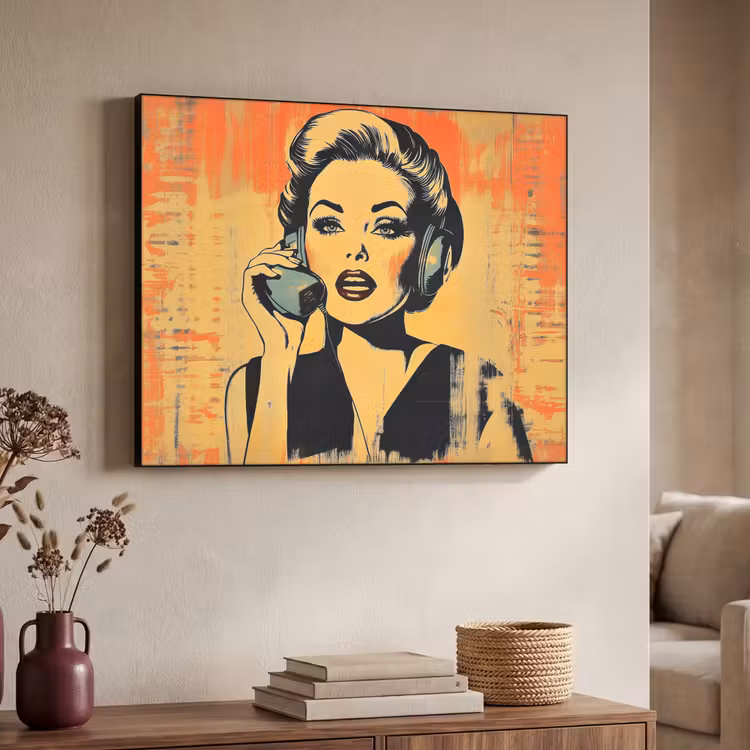 Art Frame - Retro - Vrouw - Koptelefoon - Oranje — 4