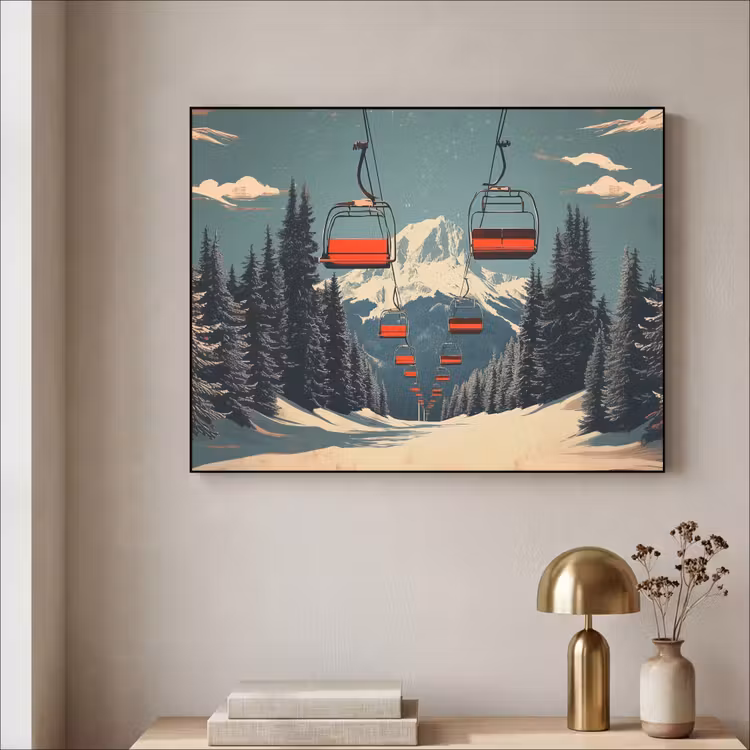 Art Frame - Sneeuw - Skilift - Rood - Bomen — 3