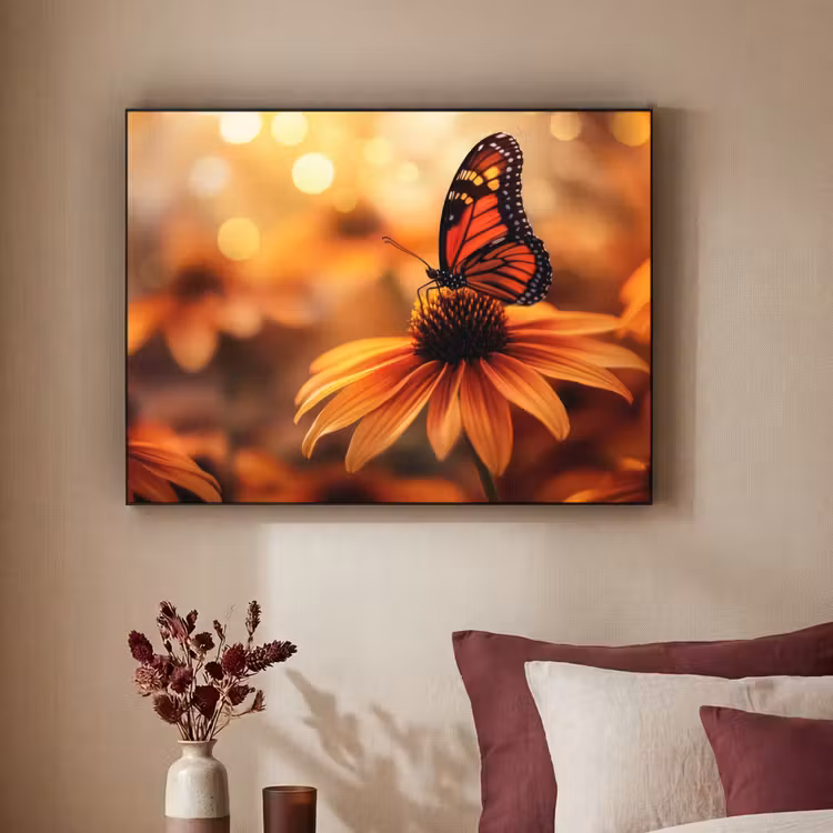 Art Frame - Vlinder - Bloemen - Oranje — 2