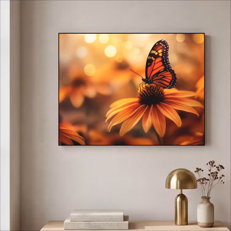 Art Frame - Vlinder - Bloemen - Oranje — 3