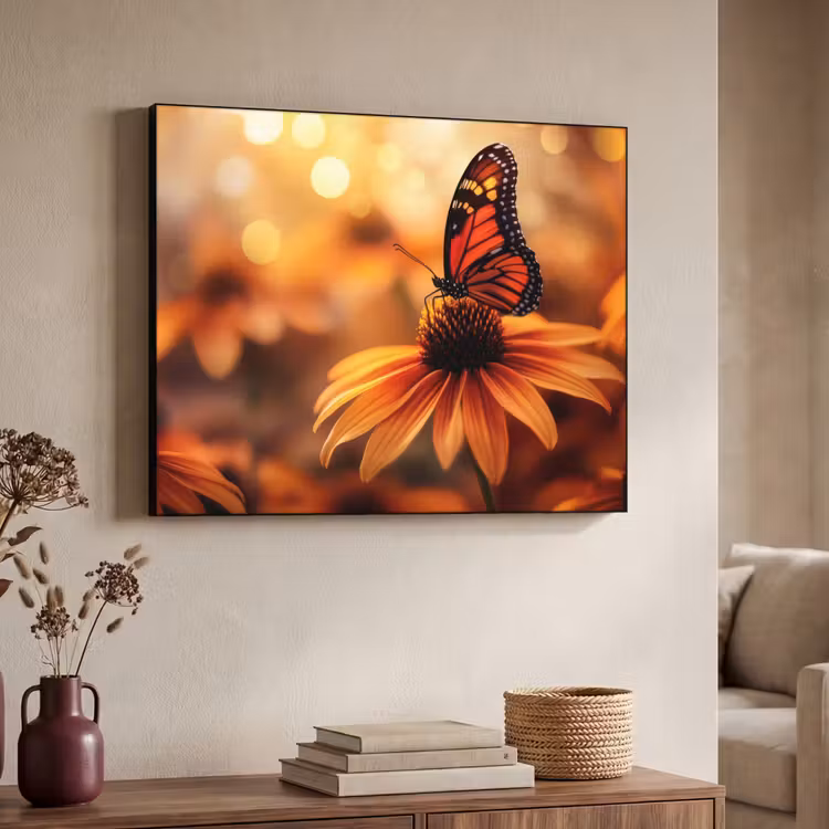 Art Frame - Vlinder - Bloemen - Oranje — 4