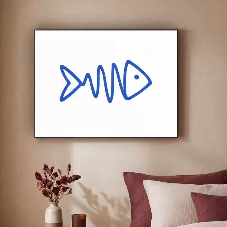 Art Frame - Vis - Minimalistisch - Blauw - Lijn — 2