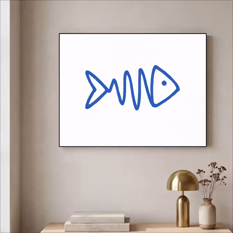 Art Frame - Vis - Minimalistisch - Blauw - Lijn — 3