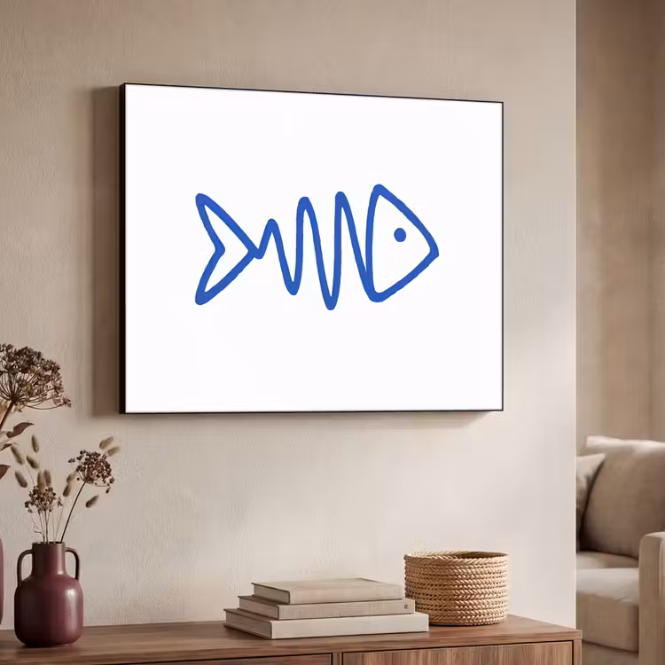 Art Frame - Vis - Minimalistisch - Blauw - Lijn — 4