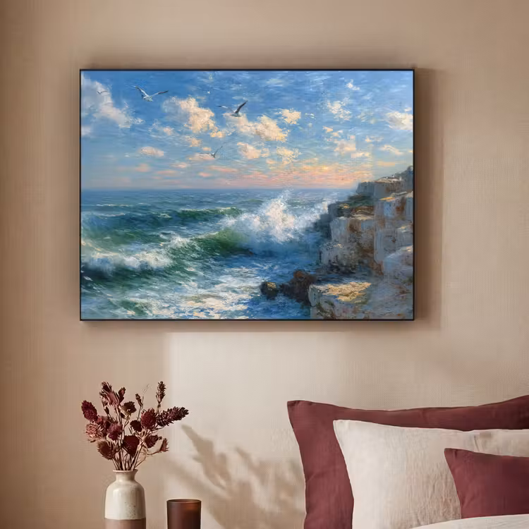 Art Frame - Zee - Golven - Rotsen - Meeuwen — 2