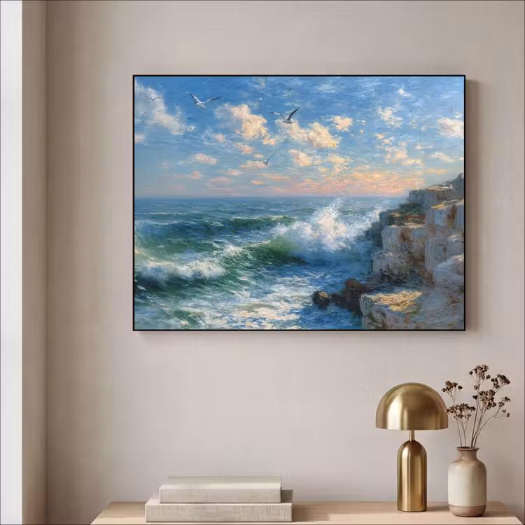Art Frame - Zee - Golven - Rotsen - Meeuwen — 3