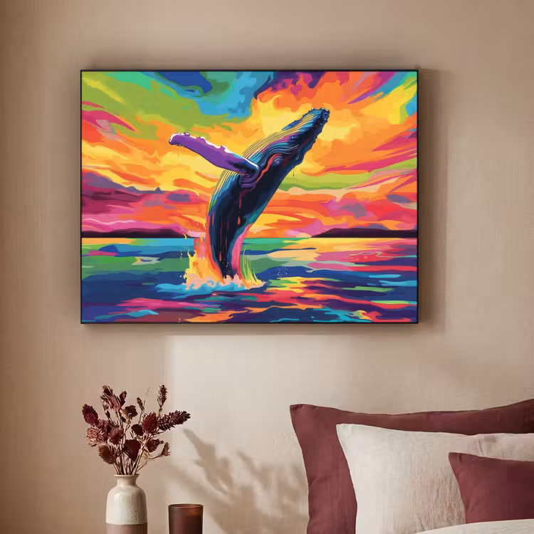 Art Frame - Zonsondergang - Walvis - Geschilderd - Kleurrijk — 2
