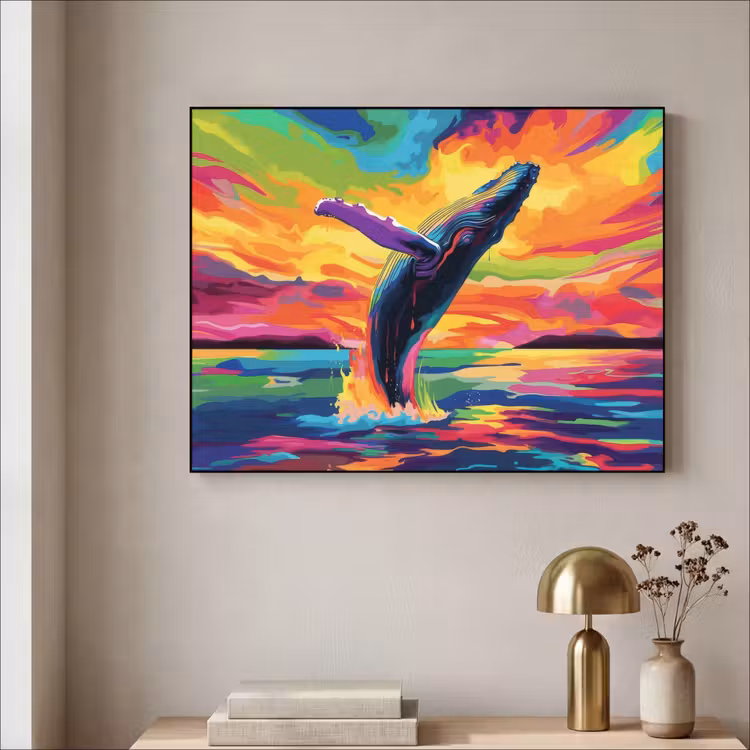 Art Frame - Zonsondergang - Walvis - Geschilderd - Kleurrijk — 3