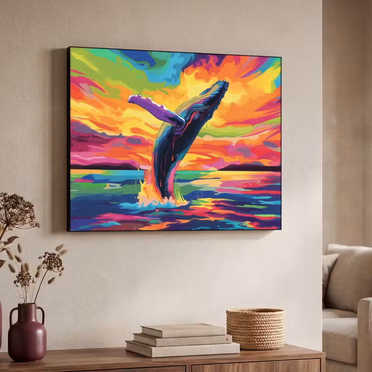 Art Frame - Zonsondergang - Walvis - Geschilderd - Kleurrijk — 4