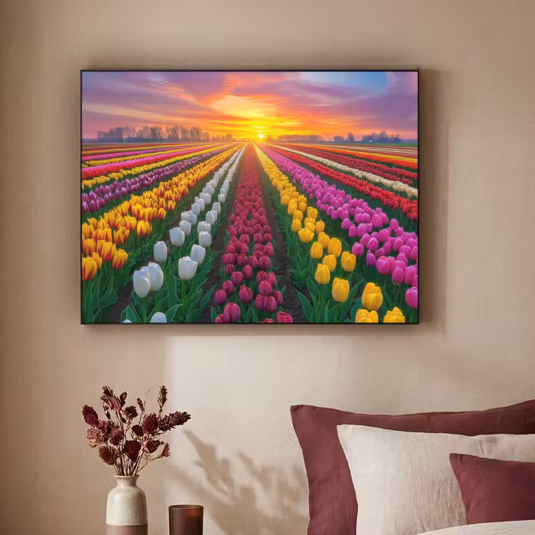 Art Frame - Tulpenveld - Zonsondergang - Kleurrijk — 2