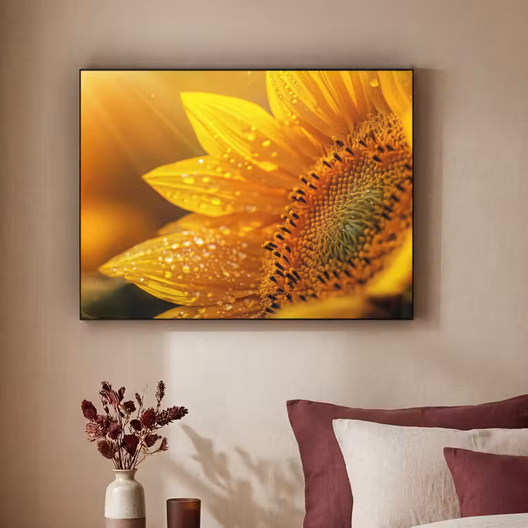 Art Frame - Zonnebloem - Dauwdruppels - Geel - Zonlicht — 2