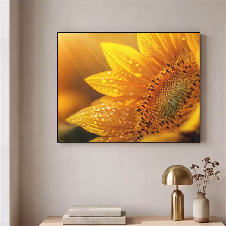 Art Frame - Zonnebloem - Dauwdruppels - Geel - Zonlicht — 3