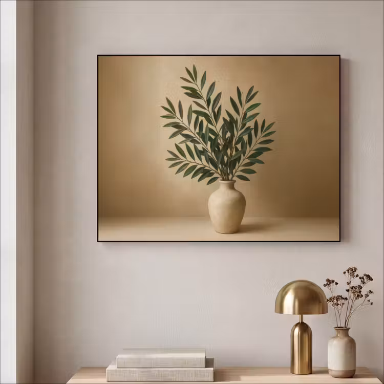 Art Frame - Vaas - Olijftakken - Bladeren - Beige — 3