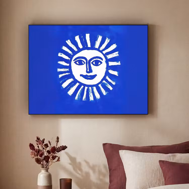 Art Frame - Zon - Gezicht - Penseelstructuur - Blauw — 2