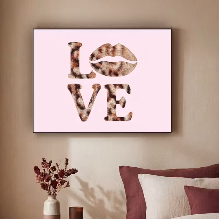 Art Frame - Tekst - Love - Pantervacht - Lichtroze — 2