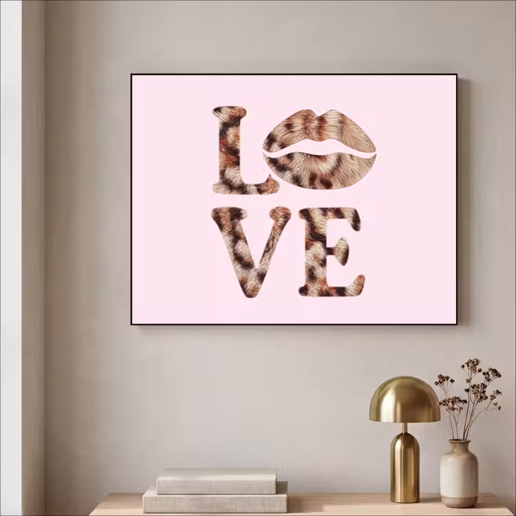 Art Frame - Tekst - Love - Pantervacht - Lichtroze — 3