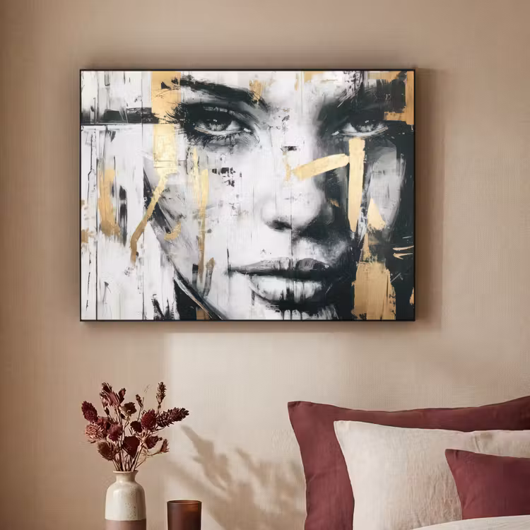 Art Frame - Portret - Vrouw - Penseelstreken - Goud — 2