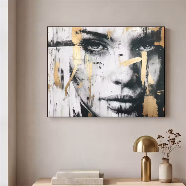 Art Frame - Portret - Vrouw - Penseelstreken - Goud — 3