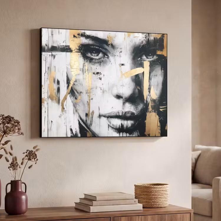 Art Frame - Portret - Vrouw - Penseelstreken - Goud — 4
