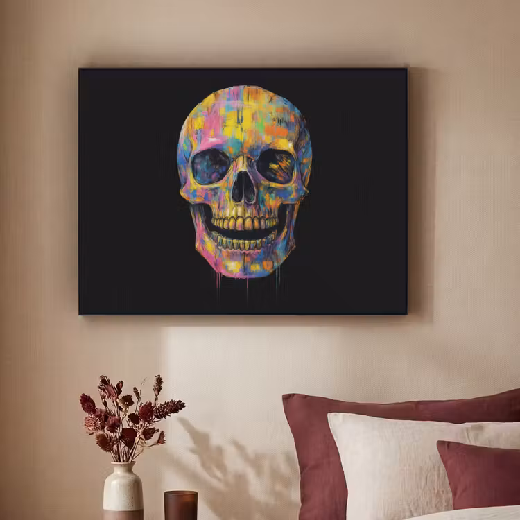 Art Frame - Penseelstreken - Schedel - Kleurrijk - Abstract — 2