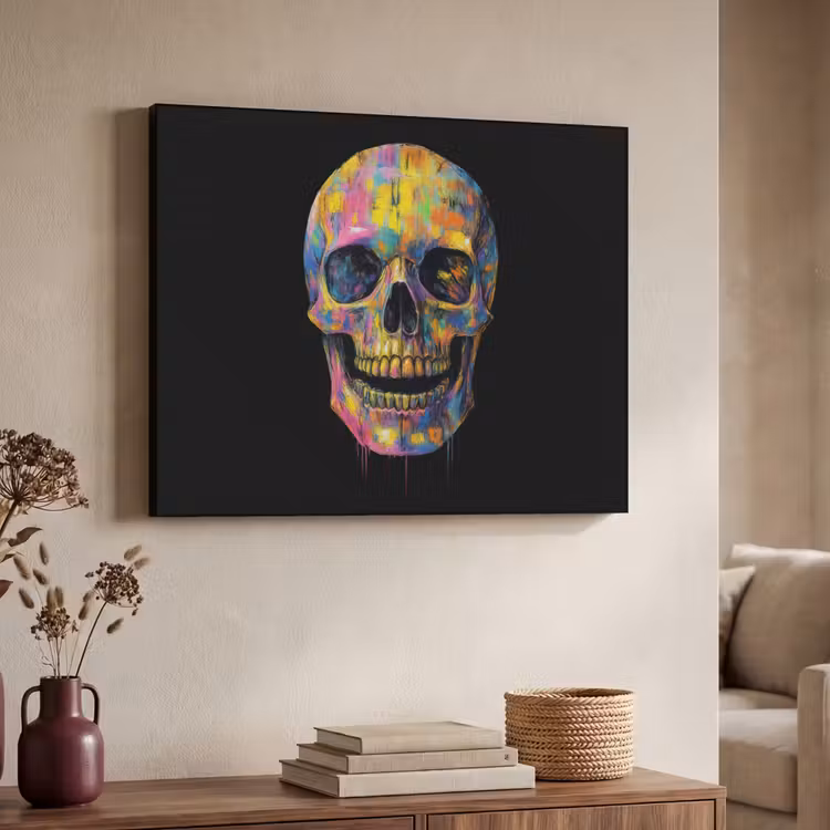 Art Frame - Penseelstreken - Schedel - Kleurrijk - Abstract — 4
