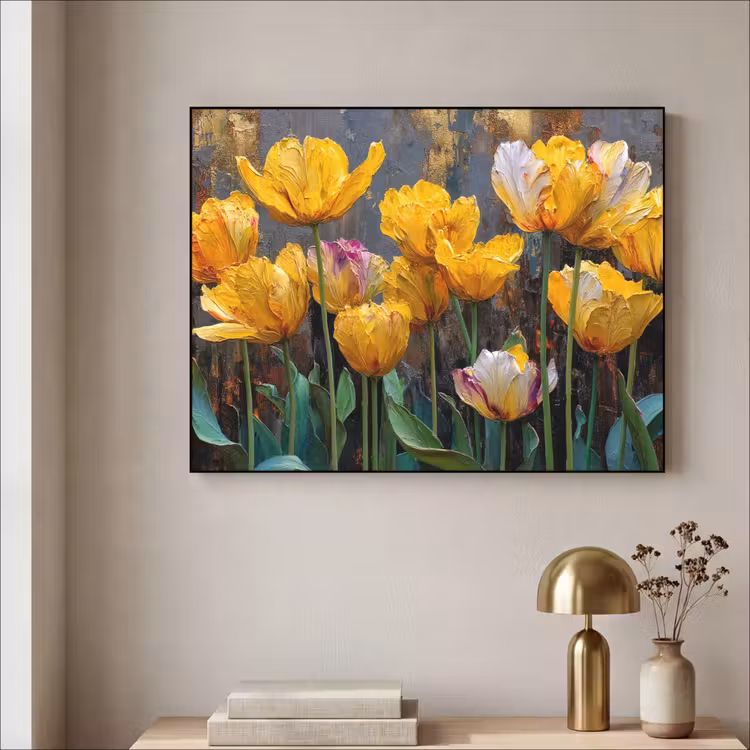 Art Frame - Tulpen - Geel - Penseelstreken - Abstract — 3