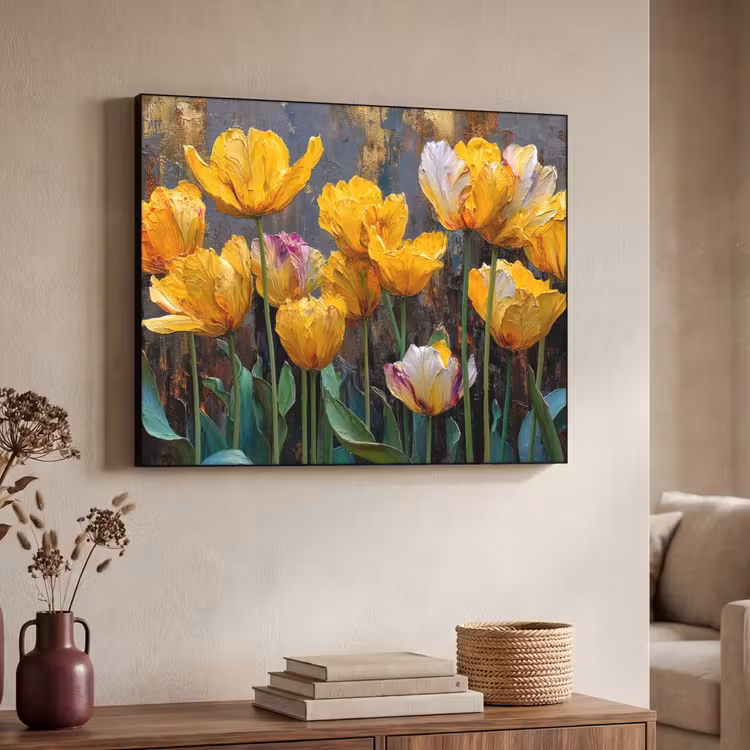 Art Frame - Tulpen - Geel - Penseelstreken - Abstract — 4