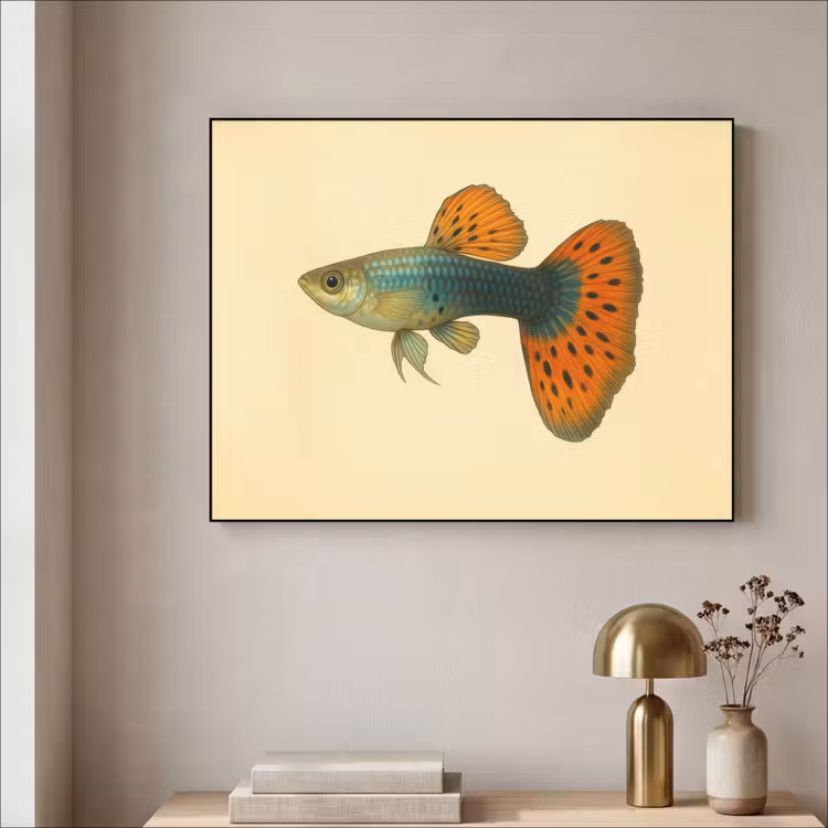 Art Frame - Vis - illustratie - Stippen - Oranje — 3