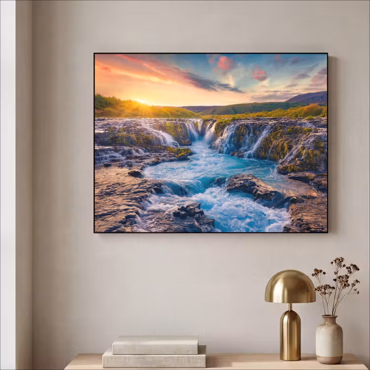 Art Frame - Waterval - Planten - Mos - Landschap - Zonsondergang - Rots — 3