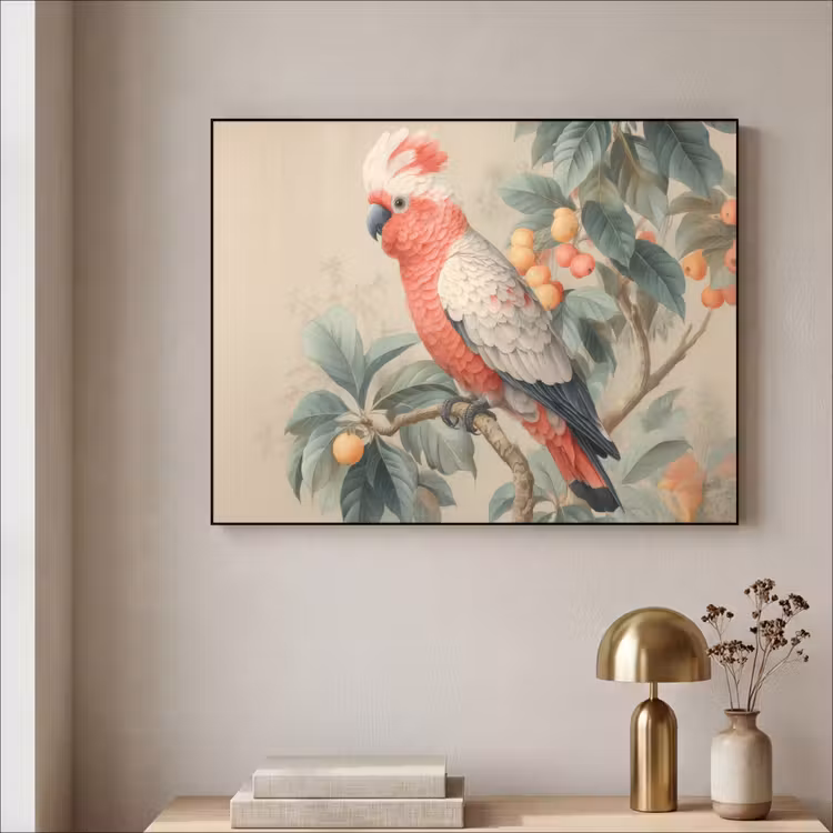 Art Frame - Roze kuifkaketoe - Tak met vruchten - Bladeren — 3