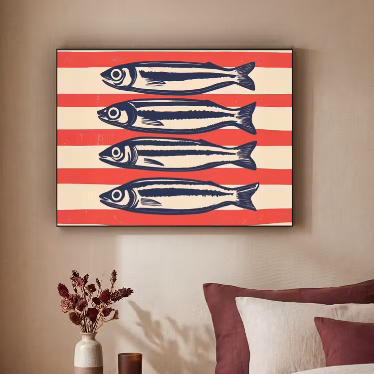 Art Frame - Sardines - Rood en beige strepen — 2