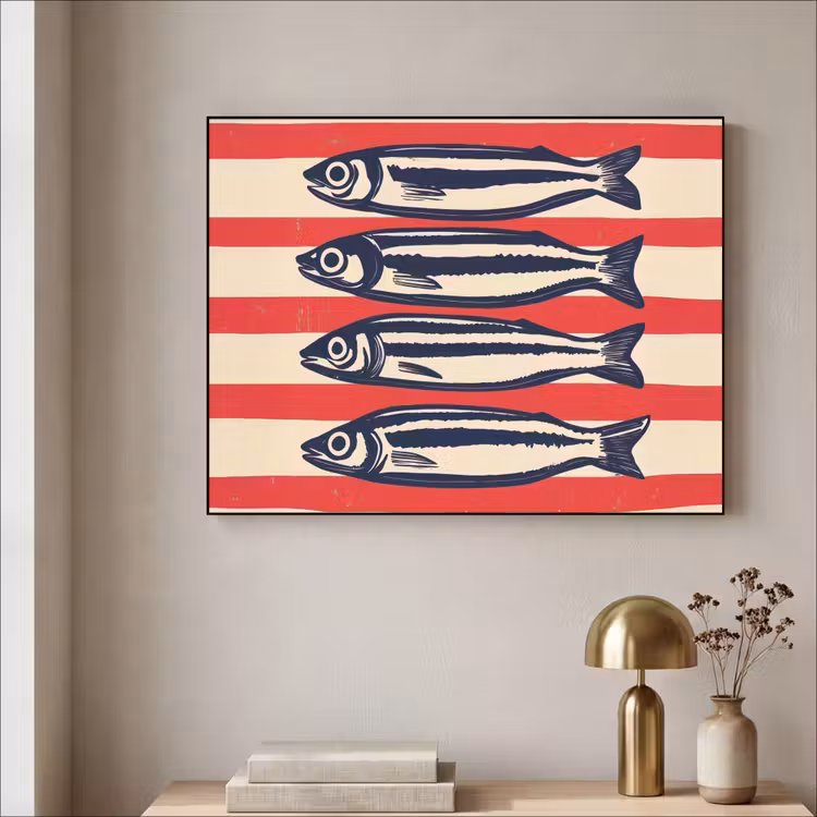 Art Frame - Sardines - Rood en beige strepen — 3