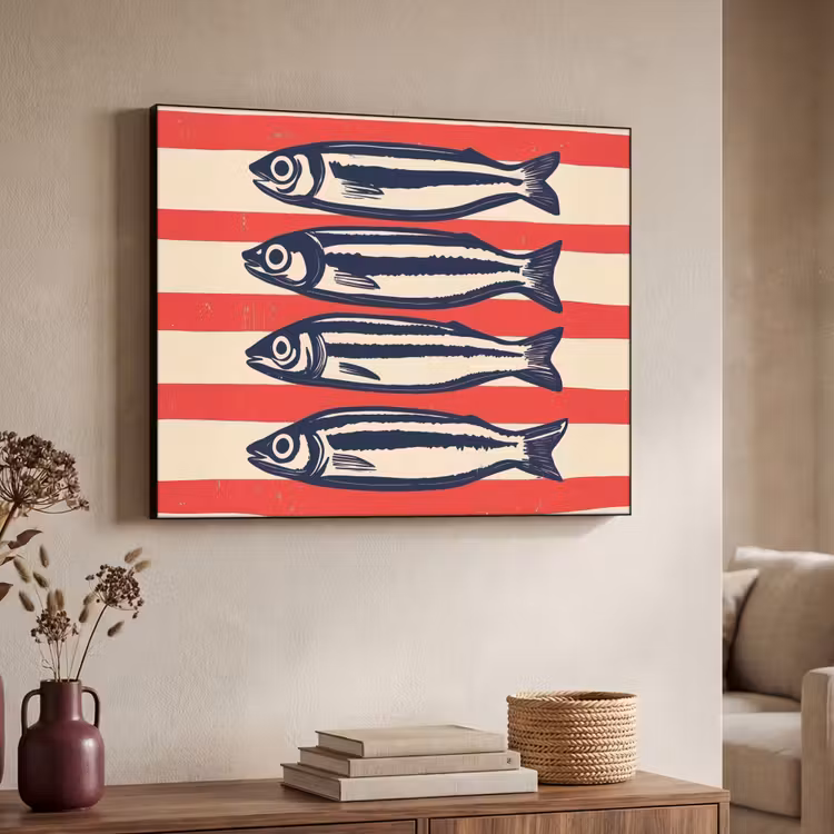Art Frame - Sardines - Rood en beige strepen — 4