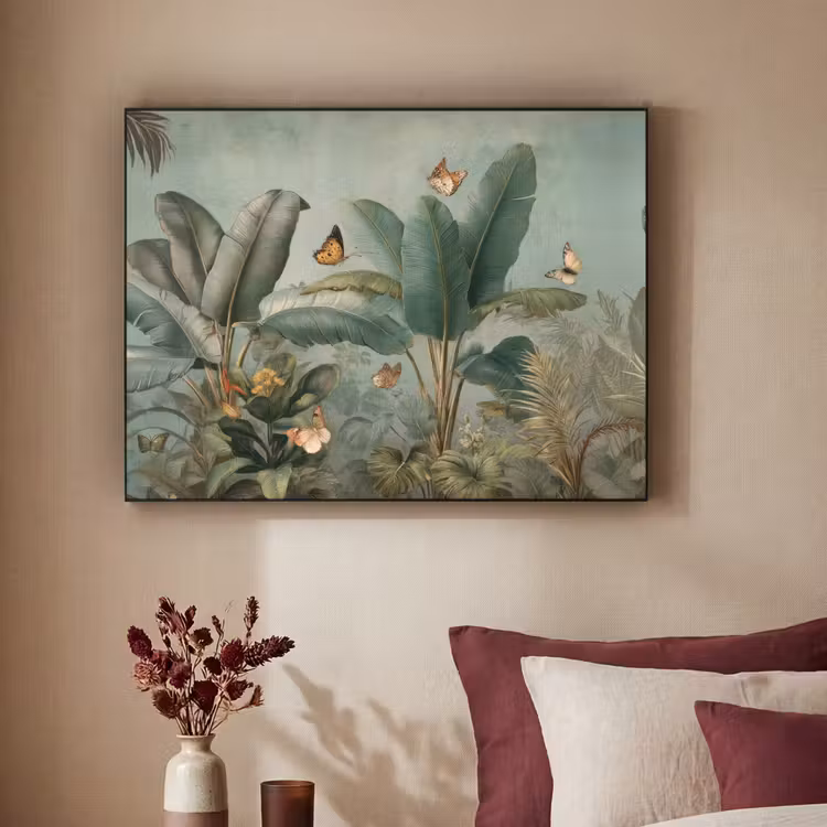 Art Frame - Tropisch bladerdek - Vlinders - groen - Bruin — 2