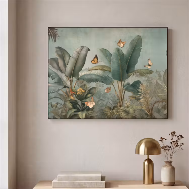 Art Frame - Tropisch bladerdek - Vlinders - groen - Bruin — 3