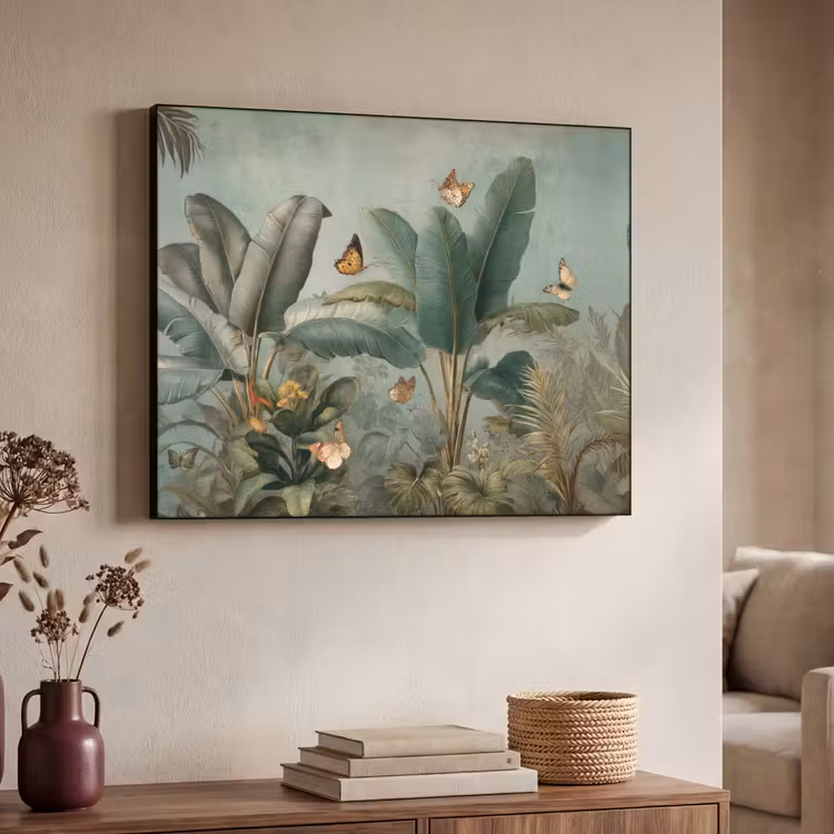 Art Frame - Tropisch bladerdek - Vlinders - groen - Bruin — 4
